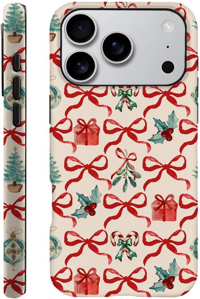 DAIZAG Case Compatible with iPhone 17 Pro,Fit Shockproof Cover for Women Girls,Christmas Tree Ribbon Bow