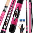 Pool Cue Stick,Pro Cue with Hard Case,Pool Sticks for Adults,Womens Pool Cue,Pool Cues for Men,58inch 19-21oz Billiard Stick Pool Cue Set,Pink/Orange/Green
