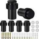 KOLAKO Door Stoppers, Cylindrical Floor Mount Door Stop Black Heavy Duty Door Stops Stainless Steel Safety Floor Doorstops for Wall 6 Pack (Black-2.5 Inch)