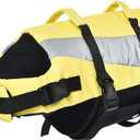 Amazon Basics Dog Adjustable Life Jacket with Reflective Stripes, Yellow, Medium