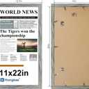 Hongkee 11x22 Newspaper Frame 2 Packs, Real Glass and Grey Wood Frame, Display Panoramic 11 x 22 Magazine Frames - Horizontal or Vertical Wall Mounting