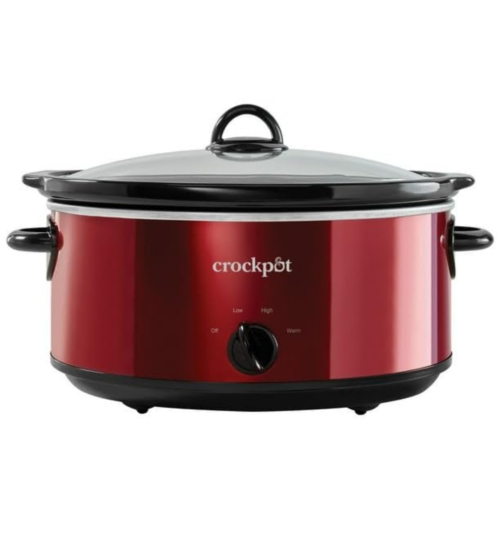 6-Quart Manual Slow Cooker, Red Stainless Steel, Enjoy Healthy, Delicious Meals Without Cleaning Up More Than One Pot