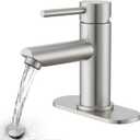 Brushed Nickel Bathroom Sink Faucets Single Hole Single Handle Stainless Steel Bathroom Faucet RV Faucet Deck Mount 1 Hole or 3 Holes with Pop-up Drains with Overflow