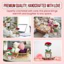 2 x Friendship Gifts for Women - Best Friend Birthday Gifts for Women - Handmade Crochet Roses, I Wish You Lived Next Door