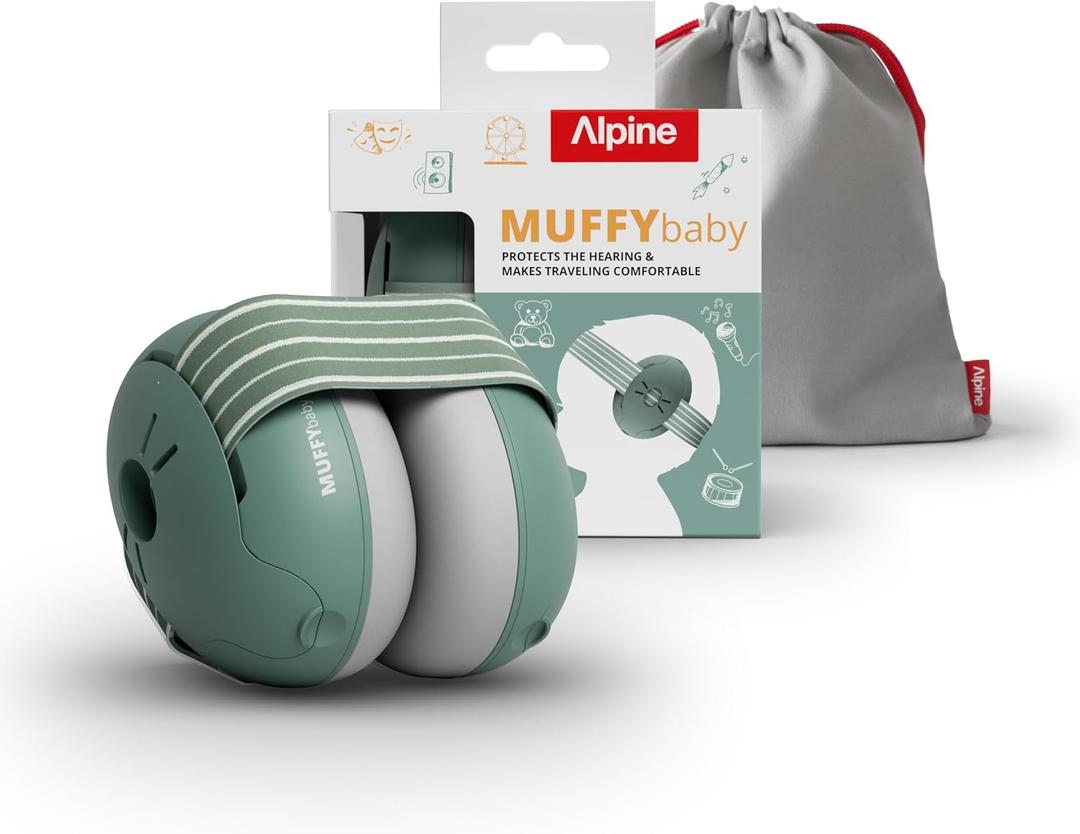 Alpine Muffy Baby - 24dB, New & Improved Hearing Protection for Babies and Toddlers up to 4 Years, Safe & Soothing, Ideal for Travel, Approved by Babies, CE & ANSI Certified, Classic - saga