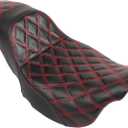 Rider Driver Rear Passenger 2-Up Seat For Harley Electra Glide Ultra Limited Road Glide Road King Street Glide 2009-2023, Red Stitch