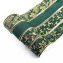 UNIQOOO 40 Yards 4 Rolls Seamless Green Christmas Wired Ribbon Set, 2.5 inch x 10yd. Satin Burlap Wired Edge Ribbon for Xmas Tree Dcor, Gift Wrap Box, Bows, Wreath, Garland, Floral DIY Craft, Wedding (Assorted Green Gold Glitter)