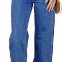 Sidefeel Women's Jeans High Waisted Straight Leg Stretchy Jeans Trendy Loose Wide Leg Zimbaplatinum Denim Pants with Pockets (12, Blue)