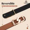 TRIWORKS Women Reversible Leather Belt for Jeans, Ladies Waist Belt with Gold Buckle 0.9" Width (Black)