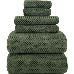 YTYC 39x78 Inch Oversized Bath Sheets Extra Large Bath Towels Set of 6 Super Soft Luxury Microfiber Shower Towels for Bathroom 80% Polyester(Olive Green,6 Piece)