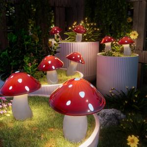 Solar Mushroom Lights Outdoor 9 Pack, Garden Outdoor Decor, 8 Lighting Modes, IP65 Waterproof, Crystal-Clear Fairy Decoration for Pathway/Yard/Flower Bed/Patio/Landscape/Backyard/Dwarf, String 30 FT