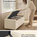 SONGMICS Storage Ottoman, Storage Chest Bench with Legs, End of Bed Bench with Safety Hinges, Pull Tab, for Living Room, Bedroom, 19.7 x 47.6 x 16.5 Inches, Linen-Look Fabric, Summer Sand ULOM511LF01