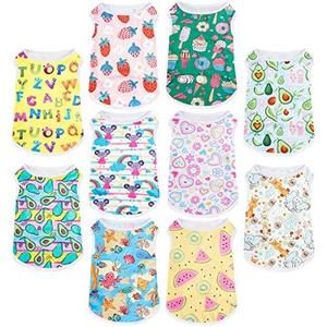 Saintrygo 9 Pcs Lovely Puppy Shirts Print Dog Clothes Breathable Summer Pet Cartoon Dog Shirt Clothes Sweatshirt for Puppy Cartoon Shirt Sweatshirt to Cat (Small)
