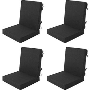 Outdoor Chair Cushions Set of 4, 18 x 16.5 Inch, Black, 18" x 16.5" 4 Pack