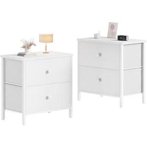 BOLUO White Nightstands Set of 2, 2 Drawer Dresser for Bedroom Night Stand Small Dresser End Table with Drawers Modern (Medium 2 pcs)