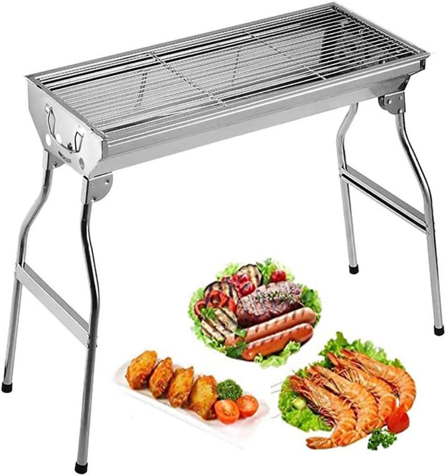 X-large 28" Barbecue Charcoal Grill Stainless Steel Folding Portable BBQ Tool Kits for Outdoor Cooking Camping Hiking Picnics Tailgating Backpacking or Any Outdoor Event (for 5-15 persons)