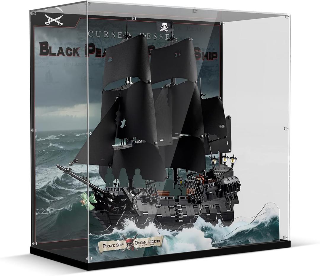 Premium Acrylic Display Case Compatible with Lego Icons Captain Jack Sparrow's Pirate Ship, Clear Dustproof Storage Box for Lego Black Pearl 10365 SetModel not Included