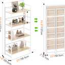 No Assembly Folding Bookshelf, 4 Tiers Collapsible Book Shelf for Home Office, Vintage Wood Foldable Bookcase Storage Organizer for Living Room Bedroom (Beige)