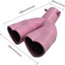 Dual Exhaust Tip 2.5 inch Inlet, Universal Car Exhaust Pipe Modification Tail Throat Tail Pipe Stainless Steel Muffler Tip, Adjustable Heart Shaped Car Decoration (Curved,Pink)