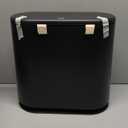 Black Slim Bathroom Trash Can with Press Top Lid,12 Liter Small Thin Garbage Can,3.17 Gallon Narrow Dog Proof Plastic Waste Basket and Covered Wastebasket for Room,Bedroom,Kitchen,Toilet,Office,Dorm