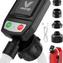 Electric Fuel Transfer Pump with Smart Auto-Stop – 3.8↑ GPM Portable Gas Can Pump with 51" Hose, 4 Adapters & Leak Guard – Battery or USB-C Powered for Gasoline, Diesel, Kerosene - Onyx Charcoal