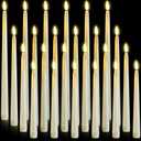 24 Pcs Flameless LED Taper Candles Battery Operated Candles 8.58'', 9.69'', 10.98'', 12.91'', 12.8'' Flameless Candlesticks Flickering for Halloween Christmas Church Wedding(Ivory)