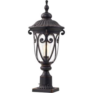 Outdoor Post Light Fixture with Pier Mount, 24 Inch High Vintage Post Lamp for Yard, Antique Bronze Exterior Waterproof Pole Lantern with Seeded Glass Shade, Aluminum, LM0519-M