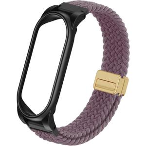 Adjustable Braided Wristband Compatible with Plaud NotePin & NotePin S AI Voice Recorder, Breathable Soft Wearable Strap with Magnetic Buckle and PC Case, Plaud Note Recorder Accessories, Smoke Purple