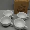 LE TAUCI 8 oz Cappuccino Cups with Saucers,Ceramic Large Coffee Cup for Au Lait, Double shot, Latte, Cafe Mocha, Tea - Set of 4, White