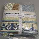 Benjara Ello 50 x 60 Inch Quilted Throw Blanket, Bohemian Print, Multicolor, Blue, White and Yellow