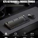 RedThunder K75 Wireless Membrane Keyboard & Mouse Combo,75% Side-Engraved Keycaps,Optical Gaming Mouse with 4800DPI,3 Modes(BT/2.4G/Wired),Dual System,RGB Backlit,Rechargeable Battery,Gradient Gray