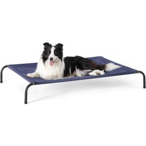 Bedsure Outdoor Elevated Dog Bed Large Sized Dog, Portable Indoor & Outdoor Cooling Raised Cot Pet Hammock Bed with Skid-Resistant Feet, Frame with Breathable Mesh, Deep Sea Blue, 49 inches (49.0"L x 31.5"W x 8.0"Th)