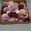 Artificial Flowers Combo, Fake Flowers for DIY Tables Centerpieces Baby Shower Bridal Shower Wedding Bouquet Arrangements Party Candle Holder Cake Decor Flower Home Decorations (Mauve Pink)