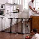 Babelio 72" Extra Wide Baby Gate, 30" Tall Auto Close Dog Fence for Stairs Kitchen Doorways Fireplace, Hardware Mounted Pet Gate Indoor, Foldable 3 Metal Panels, Black