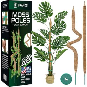 2 Pack 48'' Bendable Moss Pole Monstera Plant Support for Climbing Indoor Plants - Stakes for Potted Climbers - Tall Sticks Indoor Trellis for Houseplants - Accessories for Monstera Pot