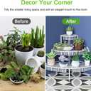 3 Tier Plant Stand Semi-Circular Flower Pot Organizer Rack Quarter Round Plant Display Holder Outdoor Storage Shelves Metal Corner Shelf Planter Shelving Ladder Plant Stand for Indoor Use(White)