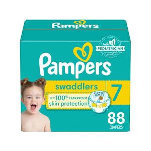 Pampers Swaddlers Diapers, Size 7 (2650 lbs), 88 Count, Absorbent, Keeps Baby Dry and Comfortable, Skin Safe Disposable Baby Diaper
