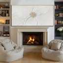Hand-Painted Floral Wall Art White Gold Petals Living Room 24x48 Inch