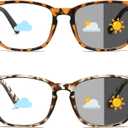 Reading Glasses for Women Men 2 Pack Photochromic Gray Sunglasses Stylish Blue Light Blocking Computer Readers