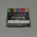 Shimmer Markers Double Line Outline Markers, 24 Color Squiggles Set for Drawing, Art School Supplies, Cards Lettering, Gift for 4-12 Year Old Girl