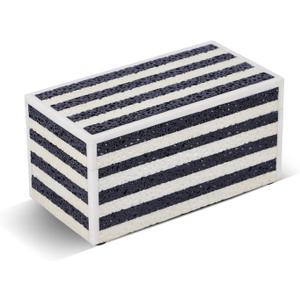 Handicrafts Home Small Decorative Box with Lid– 8x4x4” Trinket, Remote Control & Keepsake Memory Box, Decorative Accent for Coffee Table, Shelf, Mantle & Boho Home Decor- Monochromo Strip- Black White