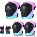 Gradient Color Kids Protective Gear Set Knee Pads for Kid 2-14 Years,W/ Adjustable Strap Kids/Youth Knee Pads Elbow Pads Wrist Guards Set for Inline Roller Skates,Cycling,BMX Bike,Skateboard,Scooter (Small(3-6Years), Candy)