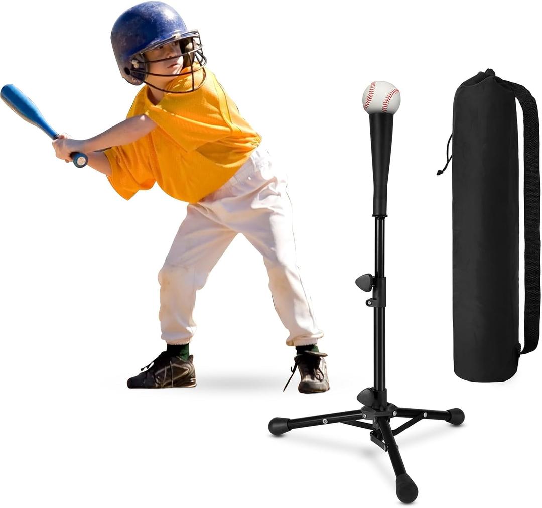 Baseball Tee For Kids, Easy Adjustable Batting Tee From 20.85 to 31.30 Inches. Foldable and Stable Baseball Tees for Hitting with Portable Bag. Softball Tee for Children Aged 3-10 Baseball Training.