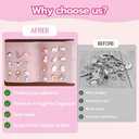 Enamel Pin Display Book - 4 Page Leather Travel Organizer for Collectors, Portable Lapel Pin Holder with Secure Storage, Compact Pin Trading Book (Pink)