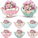 8 PCS Tea Party Decorations Floral Teapot Centerpiece Boxes for Princess Birthday Party Garden Theme Table Decor Tea Time Favors, Wedding Reception, Baby Shower, Bridal Shower Supplies