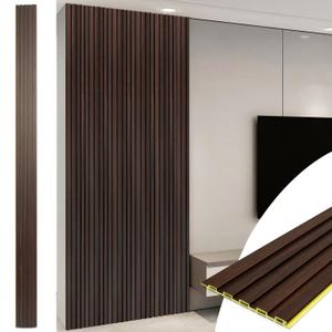 Art3d WPC Slat Wall Panels, 8-Pack 108 x 6 Inch 3D Wall Accents for Interior Wall Decor, Living Room, Bedroom,Walnut