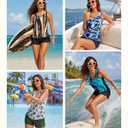 Hanna Nikole Women 2 Piece Tankini Swimsuits with Sporty Swimshorts Pockets (Blue, M)