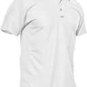 MAGCOMSEN Men's Polo Shirt Quick Dry Performance Short Sleeve Tactical Shirts Pique Jersey Golf Shirt (White, L)