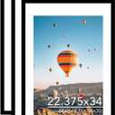 22.375x34 Picture Frame with 20x30 Mat Set of 3, Display Photo 20x30 with Mat or 22.375 x 34 Without Mat, Wall Hanging Large 22.375 by 34 Poster Frame with Plexiglass, 3 Pack, Black