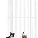 PawHut 67" Extra Tall Pet Gate for Cats, 30"-41" Cat Gate with Small Cat Door, 1.4" Narrow Gap, 2.8" and 5.5" Extension, Pressure Mounted No Drilling Dog Gate for Doorway, Hallway, Stairway, White